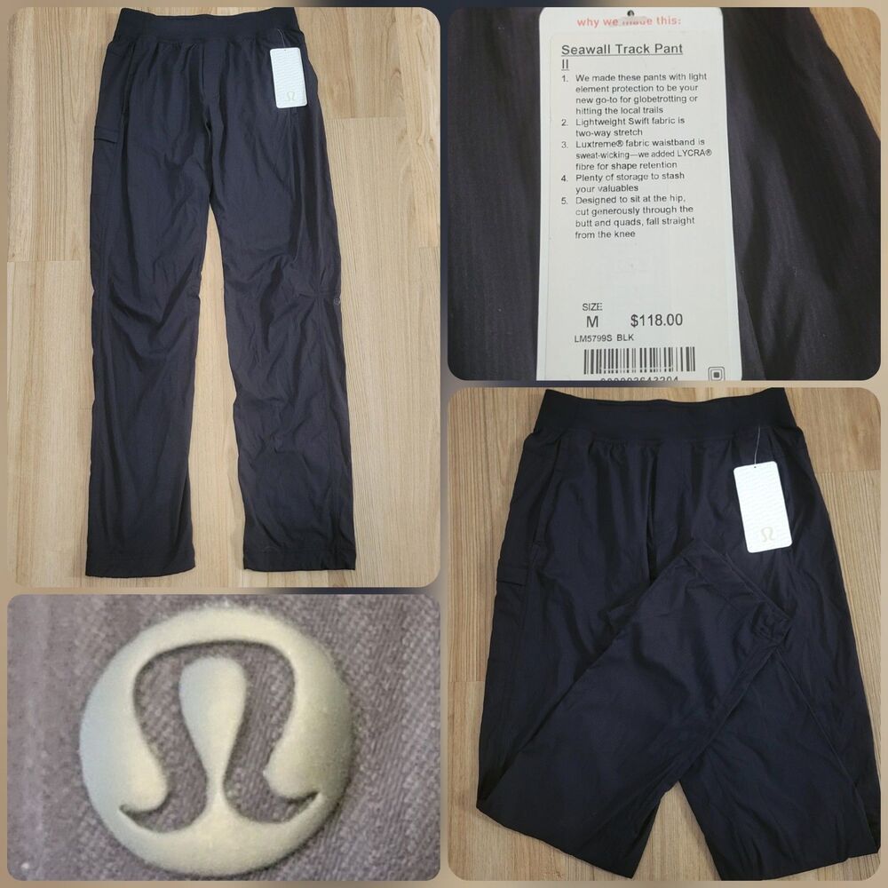 Lululemon Seawall Track Pant 2.0 Size Medium Black Mens LM5799S Performance